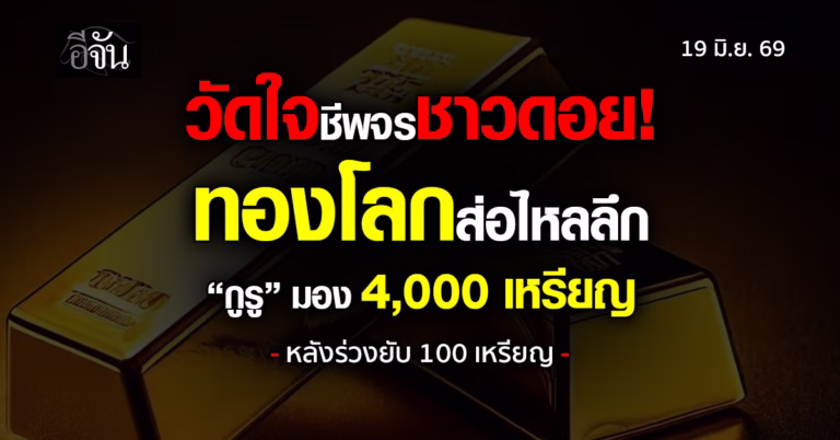 .วัดใจชีพจรชาวดอย! ทองโลกส่อไหลลึก 'กูรู' มอง 4,000 เหรียญ.